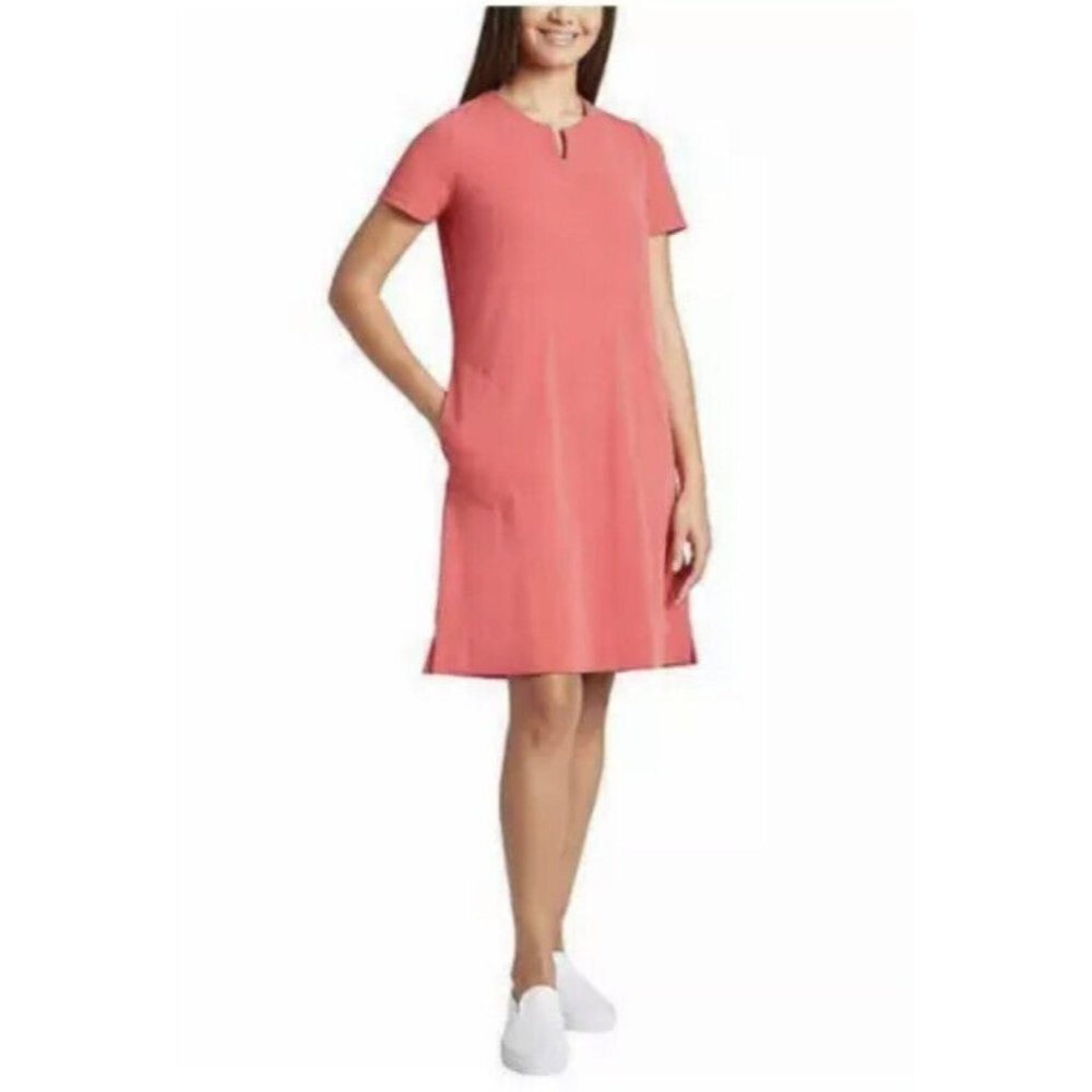 ELLEN TRACY Women's Red A-Line Dress with Side Seam Pockets SZ XL